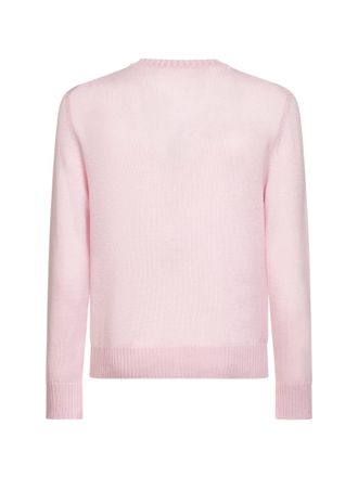 Jil Sander Wool Knit Monogram Crewneck Sweater - Pink
