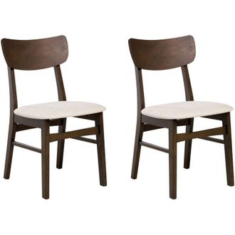 Beliani Set di 2 sedie da pranzo Seduta in tessuto beige chiaro Struttura in legno scuro Anoka