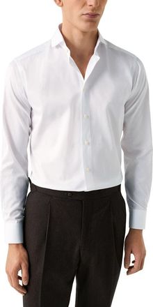 Eton Slim Fit Twill Dress Shirt in White at Nordstrom, Size 17.5