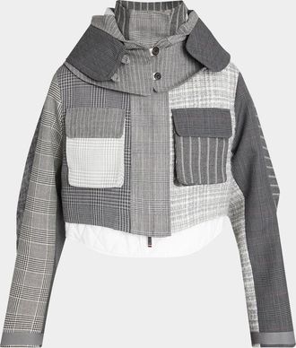 Thom Browne Cropped Tailored Patchwork Jacket