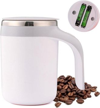 OEM Taza T&eacute;rmica Para Caf&eacute; De 380 Ml - Agitaci&oacute;n Autom&aacute;tica, Acero Inoxidable De Doble Pared, Blanca