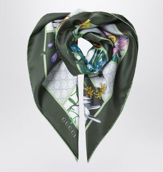 Gucci Twill Scarf With Flora Print