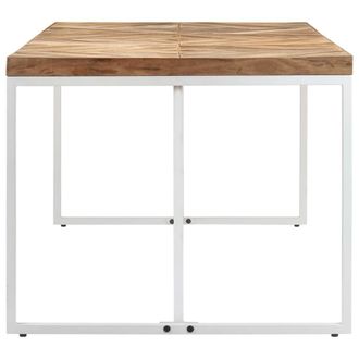 Berkfield Home White Dining Table 180x90x76 cm Solid Acacia & Mango Wood in Brown | Size: 180 x 90 x 76 cm