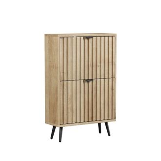 Urban Meuble Mueble zapatero efecto madera natural fachada de listones 2 abatibles