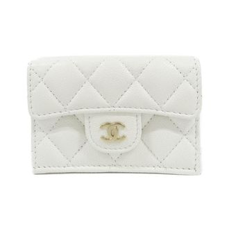 Chanel White Grained Calfskin Wallet (Tri-Fold) (Pre-Owned)