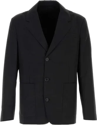 Prada Enkelrijige jas van een wolmix - Heren - Blazers - Zwart - L - Wol - Jassen