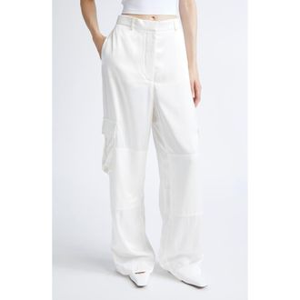 Stella McCartney Satin Paneled Slouchy Cargo Pants in 9200 - Cream at Nordstrom Rack, Size 4 Us / 38 It