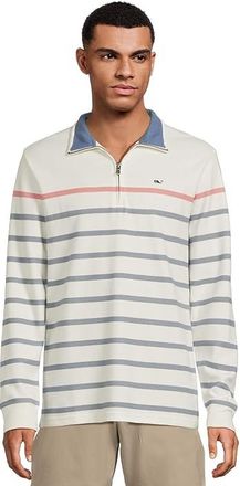 Vineyard Vines Breton Stripe Saltwater Quarter Zip Mens Sweatshirt Rwb : 2XL, Cotton/Polyester