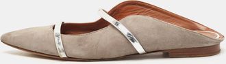 Malone Souliers Grey Suede And Leather Maureen Pointed Toe Flat Mules