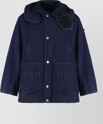 Stone Island denim research short hooded padded parka