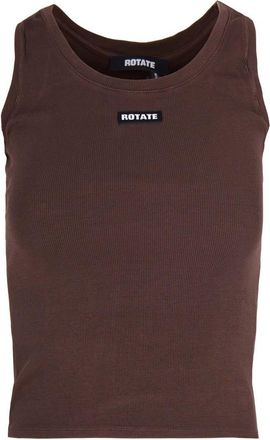 Rotate Brown Round Neck Logo Tank Top