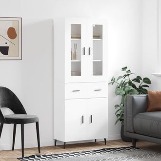 vidaXL Vidaxl - Aparador Alto Madera Contrachapada Blanco 69,5x34x180 Cm
