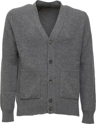 FILIPPO DE LAURENTIIS Truien & Vesten, Heren, Grijs, L, Wol, V-hals Knopenvest