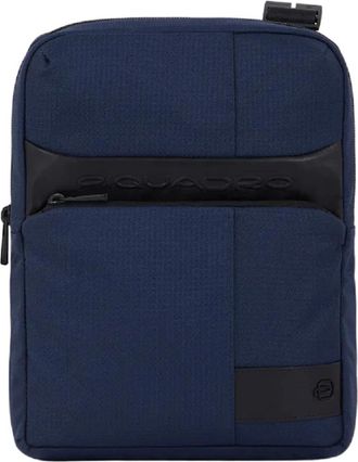 Piquadro Blauwe Rfid i Pad-tas met Connequ - Heren - Schoudertassen - Blauw - ONE Size - Leer - Tassen