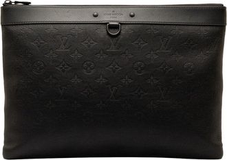 Louis Vuitton Black Monogram Shadow Pochette Discovery Gm Clutch (Authentic Pre-Loved)