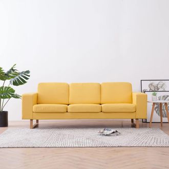 vidaXL Sof&aacute; De 3 Plazas De Tela Amarillo Vidaxl