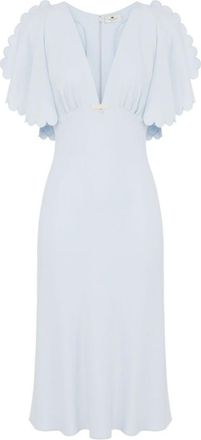 Elisabetta Franchi Sky Blue Crepe Midi Dress