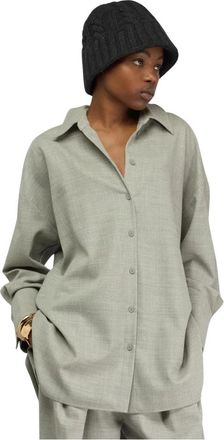 Semicouture Shirts - Dames - Overhemden - Grijs - S - Wol - Overhemden
