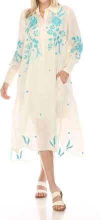Johnny Was Miel Henley Shirt Dress In Ecru