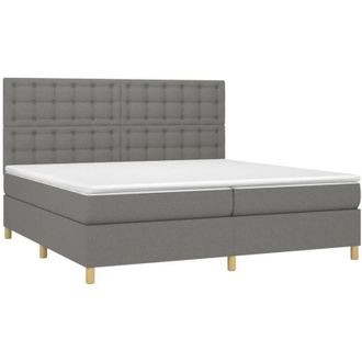 vidaXL Vidaxl - Cama Box Spring Con Colch&oacute;n Tela Gris Oscuro 200x200 Cm