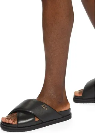 Kurt Geiger Baron Cross Strap Slide Sandal in Black at Nordstrom, Size 10
