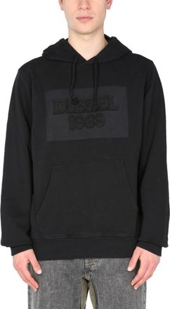 Diesel Black Logo Hood Sweatshirts