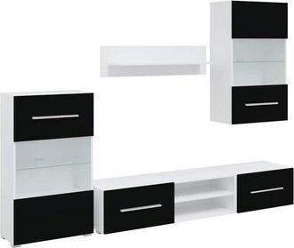 vidaXL Vidaxl - Muebles para tv 5 piezas con iluminación led negra mate