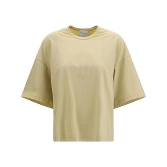 Forte_Forte T-Shirts, female, Beige, Size: M Cotton Crew Neck T-Shirt