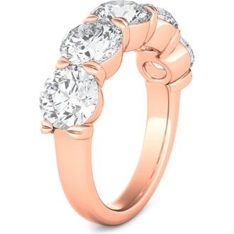HauteCarat 5-Stone Lab Created Diamond Anniversary Ring in Rose Gold at Nordstrom, Size 6.5