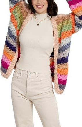 Saachi Mayflower Stripe Crochet Cardigan in Beige Multi at Nordstrom Rack