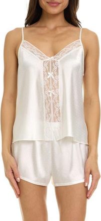 Flora Nikrooz Tiana Swiss Dot Satin Short Pajamas in Ivory at Nordstrom, Size X-Small