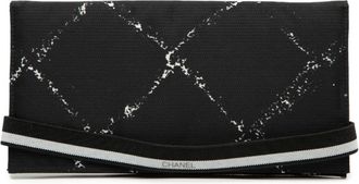 Chanel Black White Nylon Long Wallet (Bi-Fold) (Pre-Owned)