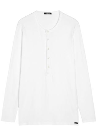 Tom Ford Henley Stretch-cotton top - White - XL