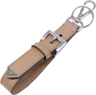 Prada Pre-owned Vintage Sleutelhanger - Heren - Pre-owned - Beige - Maat: ONE Size Leer