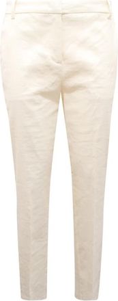 Pinko Bello Pantalone - Dames - Slim Fit Broeken - Wit - M - Leer - Broeken