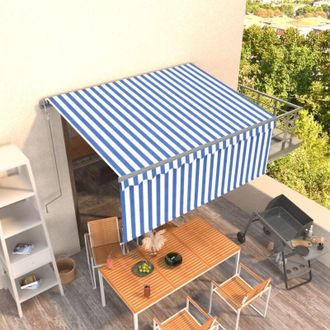 vidaXL Vidaxl - Toldo Retr&aacute;ctil Autom&aacute;tico Con Persiana Azul Y Blanco 3,5x2,5 M