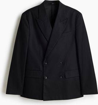 H&M Zweireihiges Jackett in Relaxed Fit - Schwarz