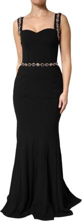 Dolce & Gabbana Womens Black Embellished Sheath Mermaidgown Dress 46+03+vi