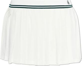 Sporty & Rich Classic Logo Pleated Skirt - Dames - Korte rokken - Wit - L - Polyester - Rokken