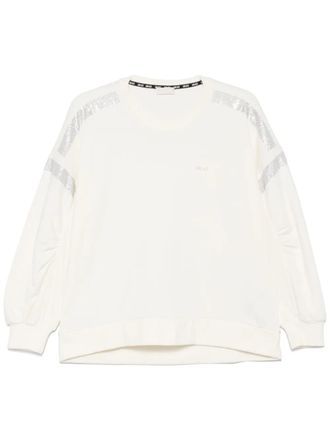 Liu Jo strass-embellished sweatshirt - women - Polyester/Cotton - M - White