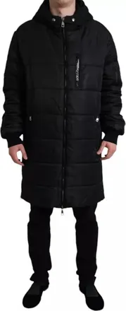 Dolce & Gabbana Black Nylon Hooded Parka Coat Winter Mens Jacket (Pre-Owned)