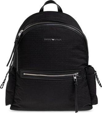 Emporio Armani Nylon rugzak met monogramletters - Heren - Rugzakken - Zwart - ONE Size - Nylon - Tassen