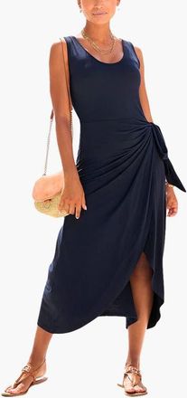 Lascana Womens Sleeveless Wrap Look Dress in Navy at Nordstrom, Size 12
