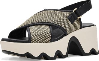 Sorel Kinetic Aura Slingback Txt Womens Dress Sandals Black/Bleached Ceramic : 10.5 B - Medium, Leather/Textile