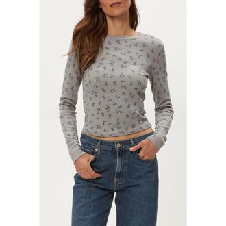 Michael Stars Palmer Floral Long Sleeve Thermal T-Shirt in Sterling at Nordstrom, Size X-Small