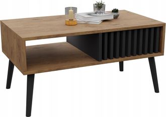OEM Tavolino Da Caff&egrave; Scandinavo, Lamelle, Rovere, Lancelot, Tavolo Loft Con Ripiano