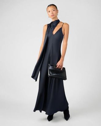 WeWoreWhat Wrap Neck Slip Dress in Navy at Nordstrom, Size 4