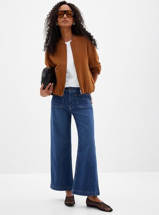 Mavi Womens Paloma patch-pocket jean Fit: Wide leg, mid rise