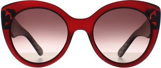 Ferragamo Cat Eye Womens Crystal Burgundy Grey Gradient SF964S