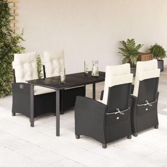 vidaXL Set De Muebles Jard&iacute;n 5 Pzas Con Cojines Rat&aacute;n Sint&eacute;tico Negro Vidaxl